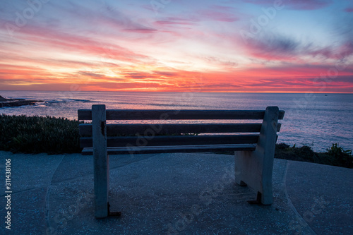 wooden bench at sunset © onlymag