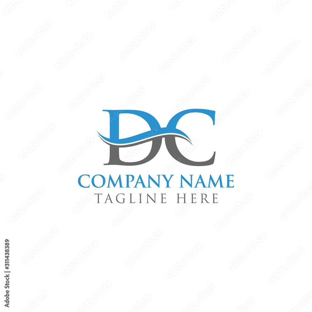 Fototapeta premium Initial DC Water Wave Letter Logo With Creative Modern Typography Vector Template. DC Logo Design