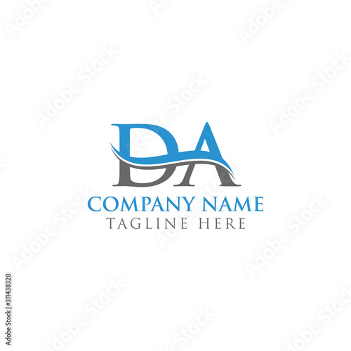 Initial DA Water Wave Letter Logo With Creative Modern Typography Vector Template. DA Logo Design