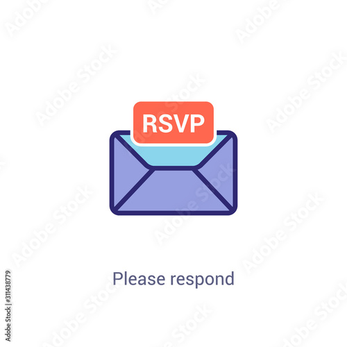 RSVP icon envelope date stamp vector invitation. rsvp message envelope