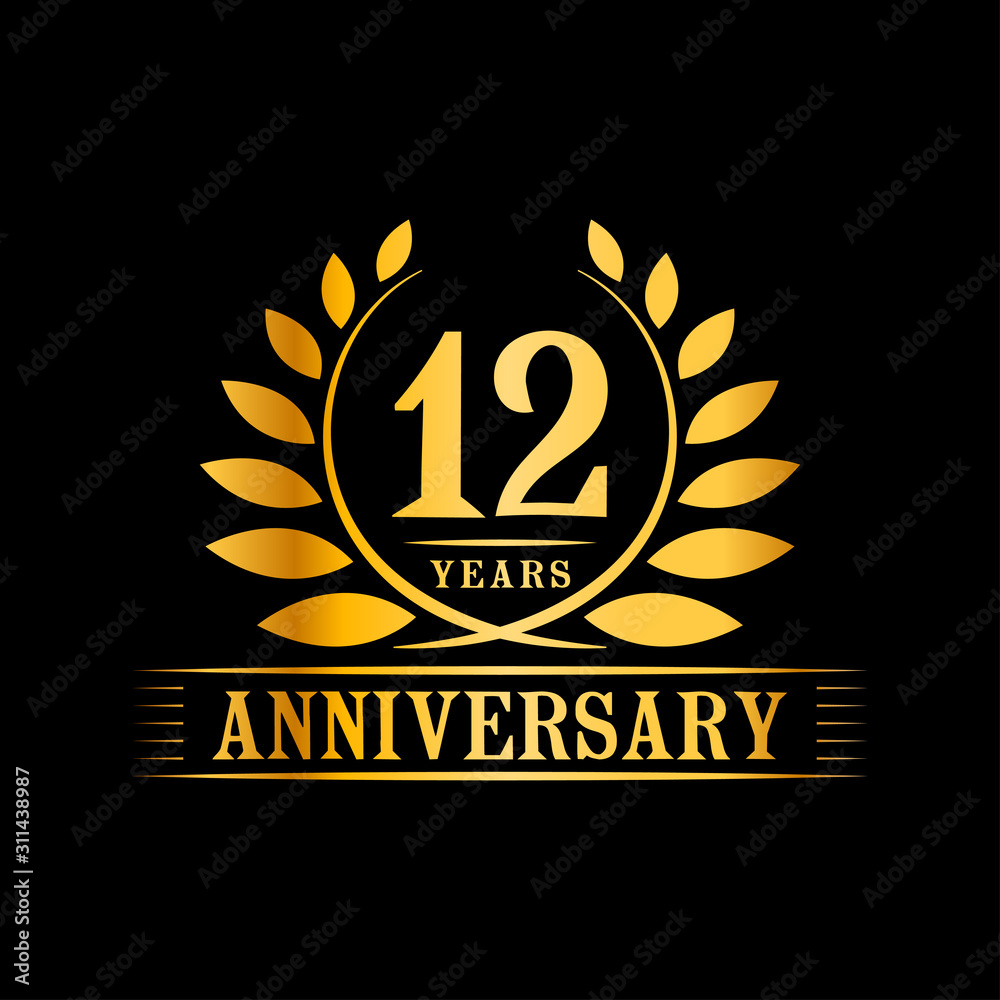 12 years logo design template. Anniversary vector and illustration template. 12 years logo design template. Anniversary vector and illustration template.