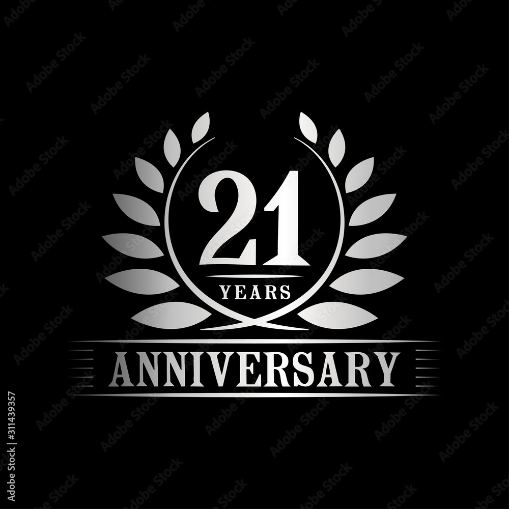 Fototapeta premium 21 years logo design template. Anniversary vector and illustration template.