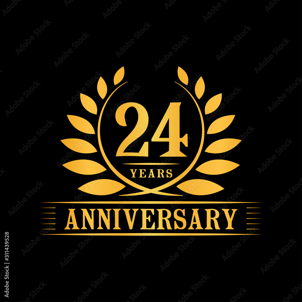 24 years logo design template. Anniversary vector and illustration template.