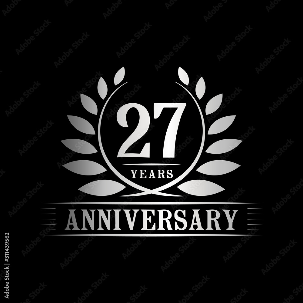 27 years logo design template. Anniversary vector and illustration template.