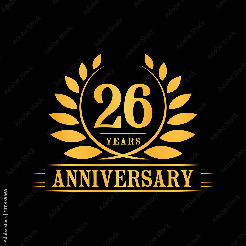 26 years logo design template. Anniversary vector and illustration template. 26 years logo design template. Anniversary vector and illustration template.