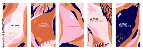 Vector set of abstract creative backgrounds in minimal trendy style with copy space for text - design templates for social media stories