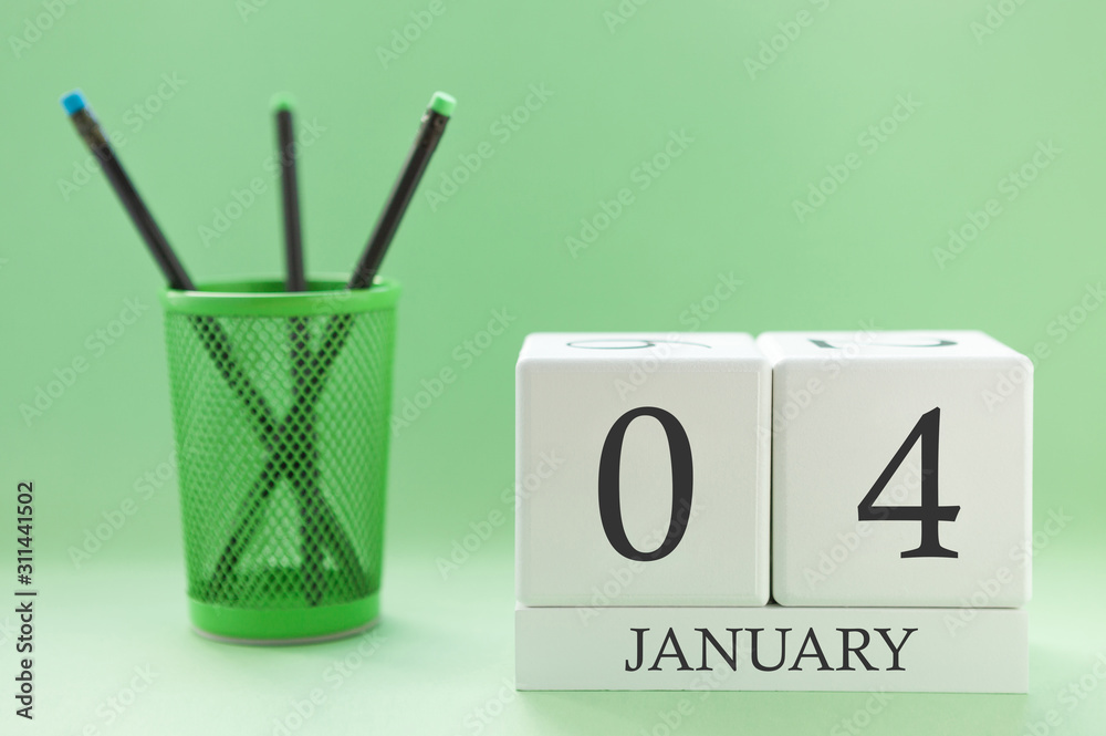 Desk calendar of two cubes for January 4 Desk calendar of two cubes for January 4
