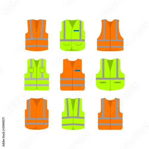 Set of Security vest icon design. Safety symbol isolated on white background. Vector illustration