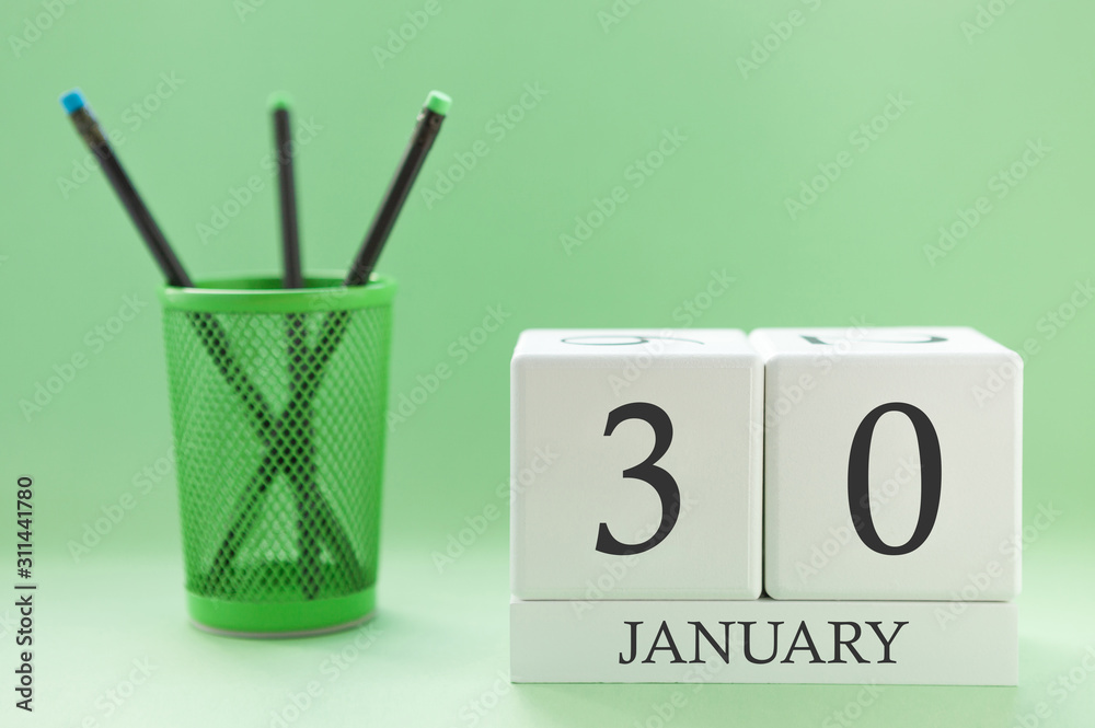 Desk calendar of two cubes for January 30