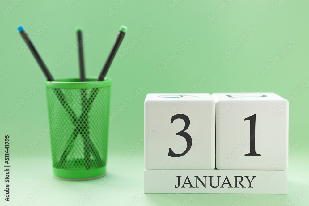 Desk calendar of two cubes for January 31