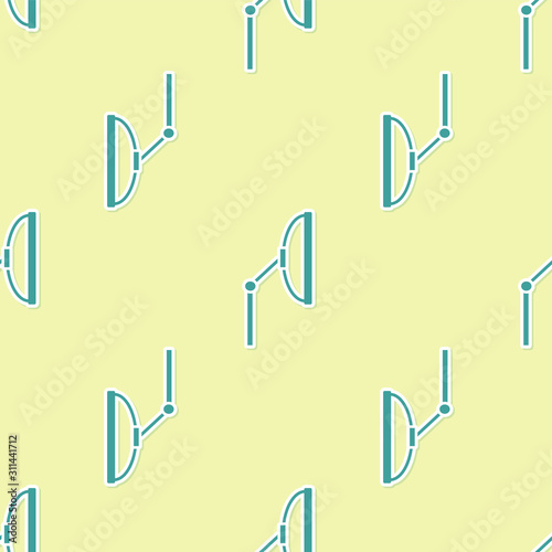 Green Windscreen wiper icon isolated seamless pattern on yellow background.  Vector Illustration