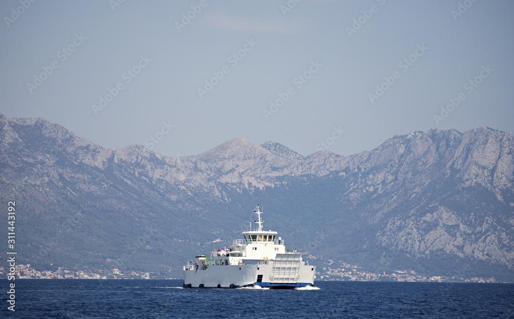 cruise ship in the sea, Adriatic Sea in Croatia