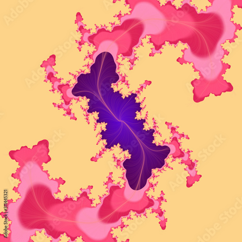 Pink yellow abstract background with butterflies