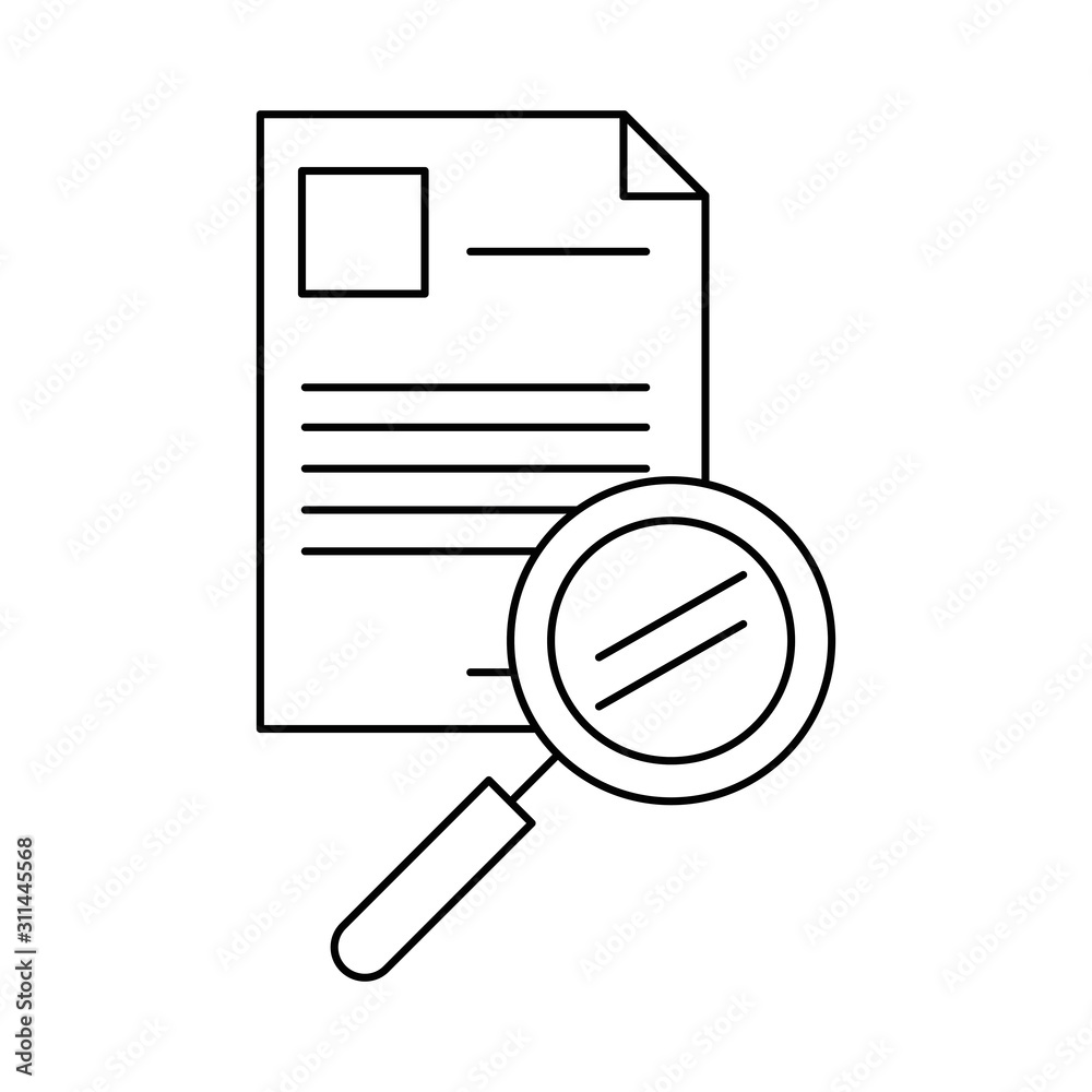 paper document file with magnifying glass paper document file with magnifying glass