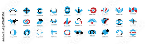 Abstract Business Icon Set. Vector Isolated On White. Abstract Business Logo For Company And People Icon, Tech Symbol And Element Design. Creative Icons For Corporate Logo. Abstract Modern Template
