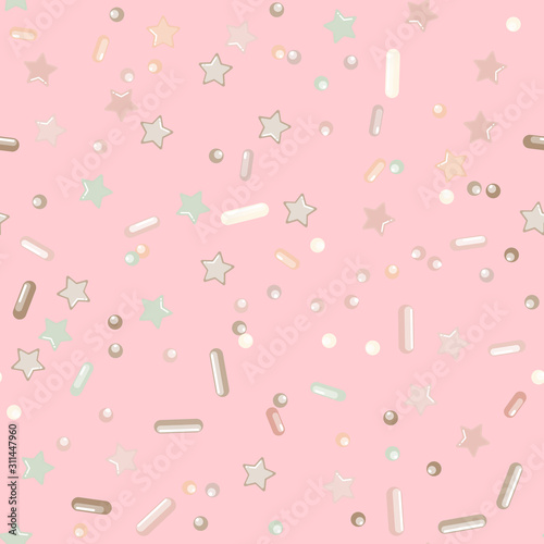 Sprinkle Cupcake Donut Topping. Seamless Pattern 