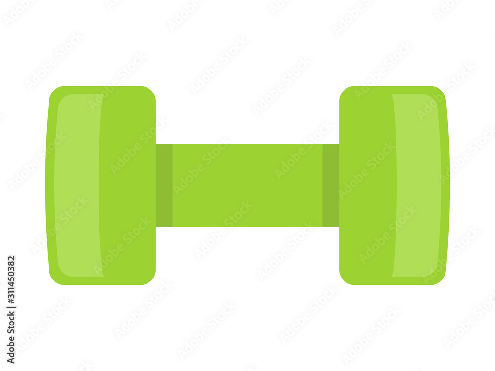 Green dumbbell, flat design Green dumbbell, flat design