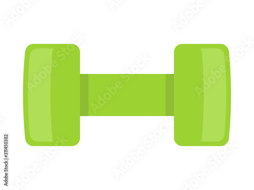 Green dumbbell, flat design