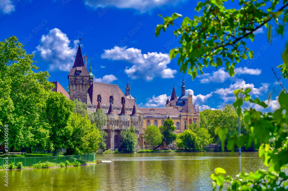 Vajdahunyad Castle located in the City Park of Budapest, Hungary.