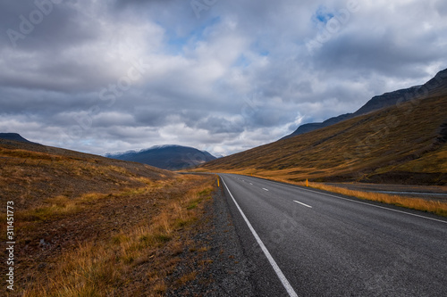 Beautiful view of Hvannadalshnukur mountain and Skaftafellsjokull glacier in Skaftafell National Park from Hringvegur Road - Ring Road IS1 - Iceland