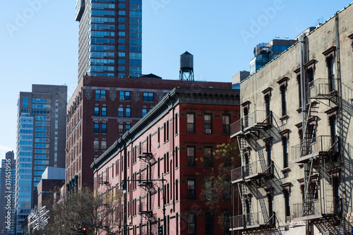 Row of Buildings and Skyscrapers in Lincoln Square New York