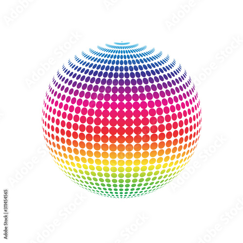 disco ball isolated on white background.  rainbow disco ball vector
