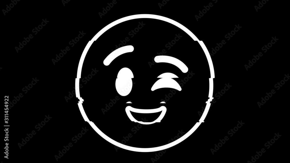 Wink white glitch smiley emoji abstract background cute Wink white glitch smiley emoji abstract background cute