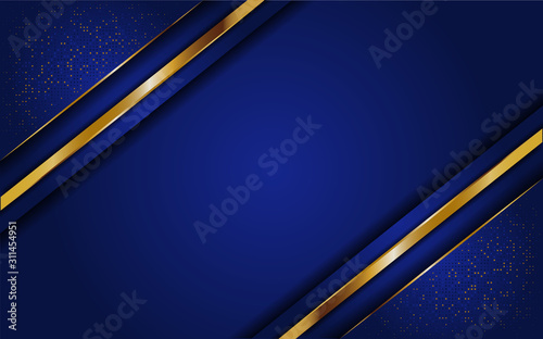 Abstract blue background with glitter and line gold