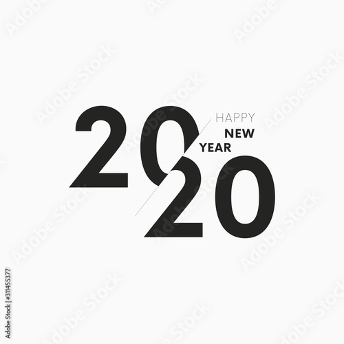 Happy new year 2020 typography sign.