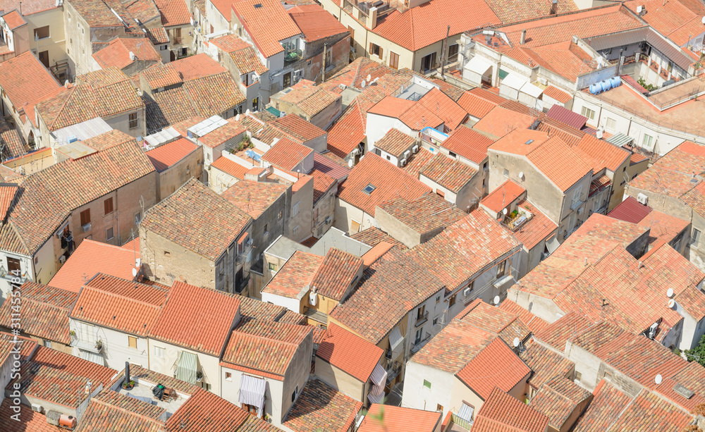 View on the tiled roofs of Cefalu
