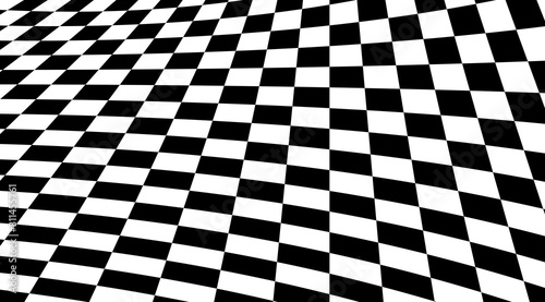 Abstract black and white squares optical illusion background.