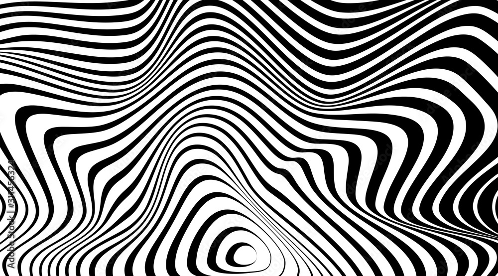 Optical illusion art abstract vector stripped background.