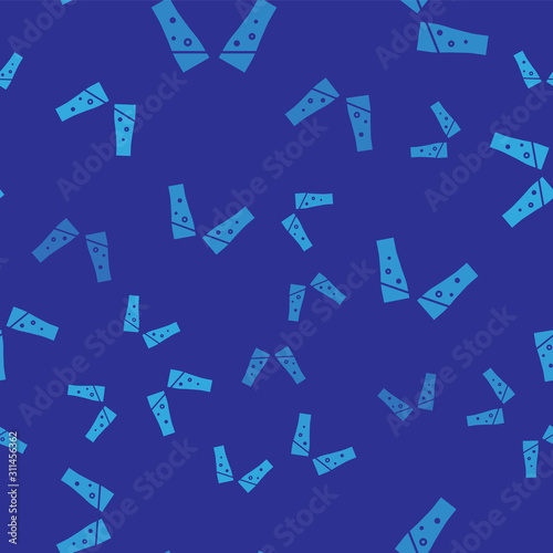 Blue Glass of beer icon isolated seamless pattern on blue background.  Vector Illustration