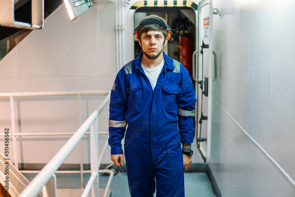 Marine engineer works on the ship. Seamen's work on the vessel. Marine engineer works on the ship. Seamen's work on the vessel.