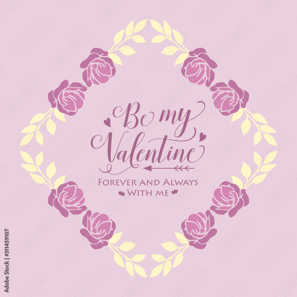 Pattern ornate elegant pink and white flower frame, for card design happy valentine. Vector