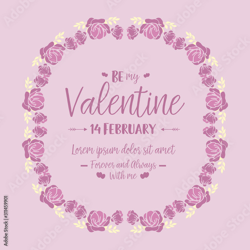 Invitation card decor happy valentine, with pink wreath frame elegant. Vector © StockFloral
