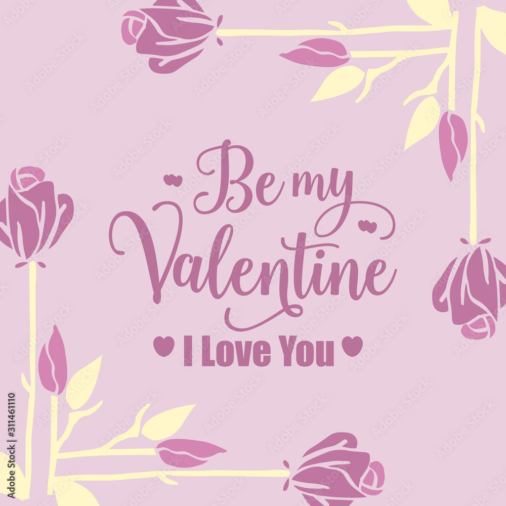 Modern greeting card happy valentine, with pink wreath frame seamless. Vector Modern greeting card happy valentine, with pink wreath frame seamless. Vector