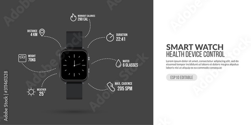 Smart watch sport running device control, Sportwear for fitness technology