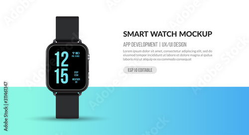 Smart watch mockup for app development and UX/UI design, Sports accessories for fitness