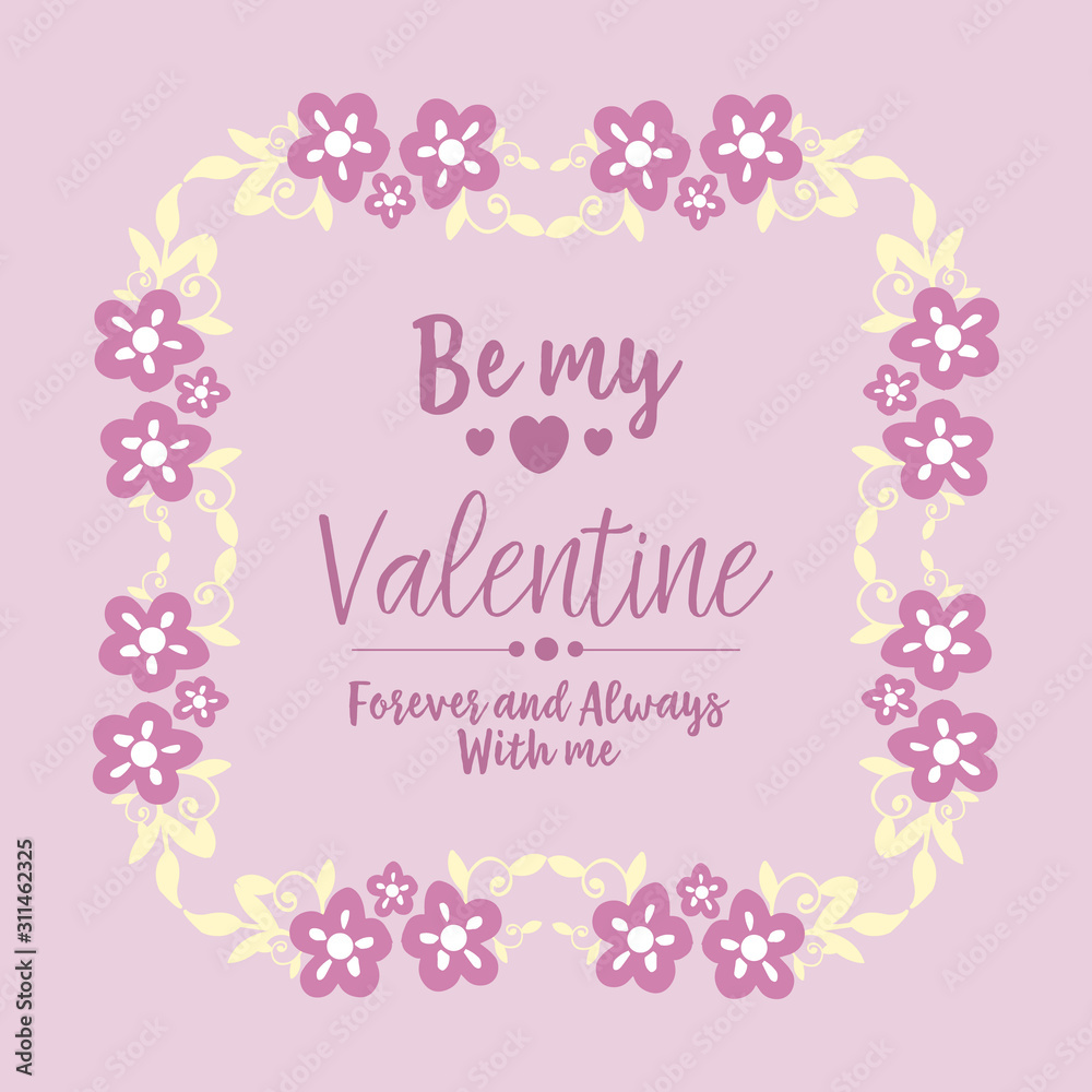 Elegant card happy valentine design, with beautiful pink and white wreath frame. Vector