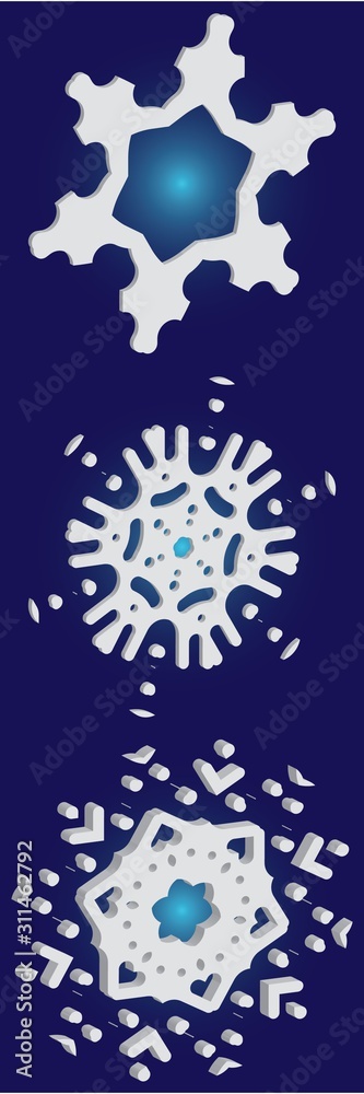 Collection of simple snowflakes on blue background. Collection of simple snowflakes on blue background.