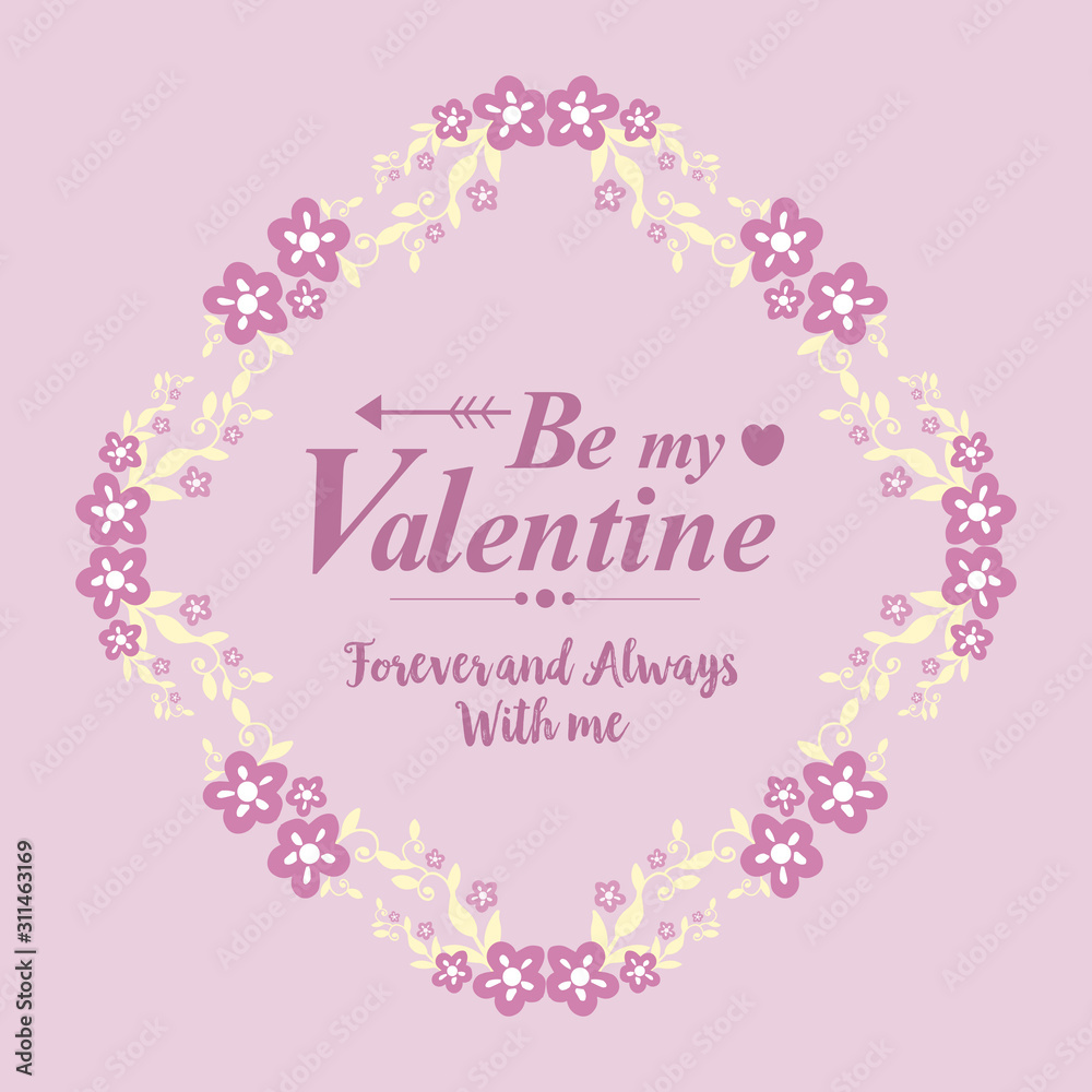 Greeting card design happy valentine, romantic, with pink and white flower frame of seamless. Vector Greeting card design happy valentine, romantic, with pink and white flower frame of seamless. Vector