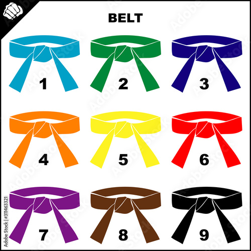 Colored belts for martial arts kimono set, dogi karate,bjj, judo, taekwondo, hapkido, karate.