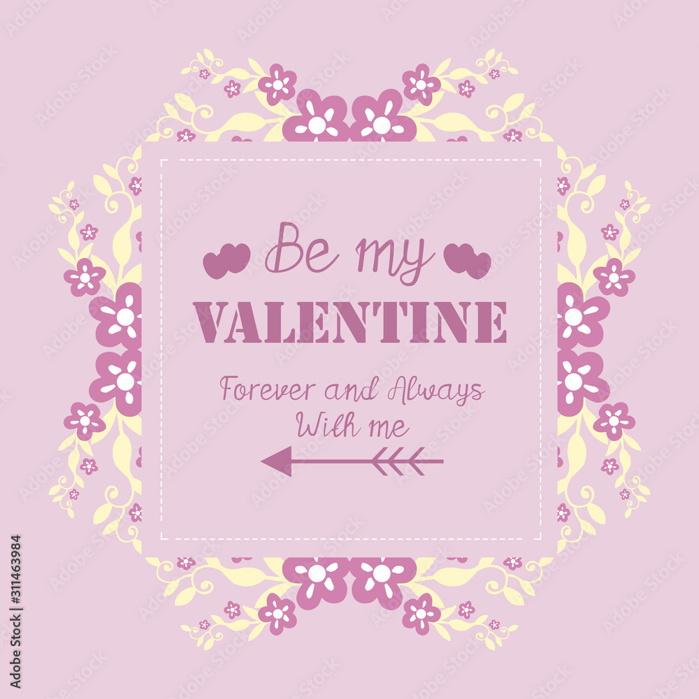 Invitation card decor happy valentine of unique, with pink flower frame texture elegant. Vector