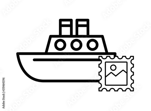 postal service stamp with ship boat