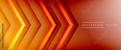 Arrow lines, technology digital template with shadows and lights on gradient background. Trendy simple fluid color gradient abstract background with dynamic straight shadow lines effect