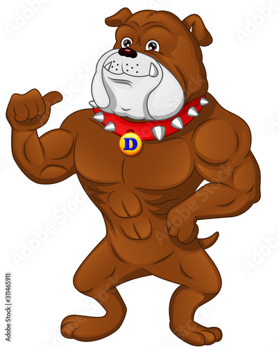 muscle english Bulldog Cartoon thumb up
