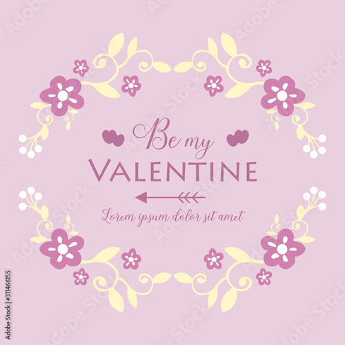 Vintage pink and white floral frame with style unique, for design template of card happy valentine. Vector