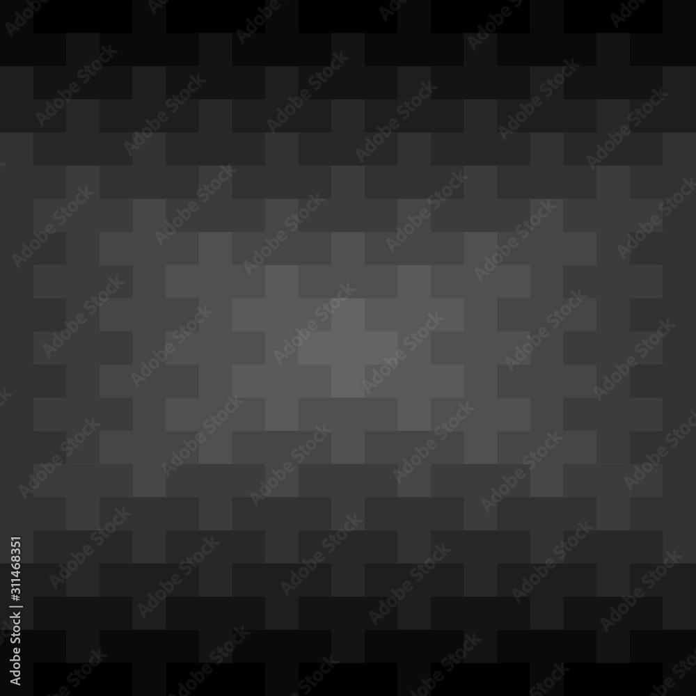 Black rectangles and squares repeat pattern background. Abstract geometric dark background vector.
