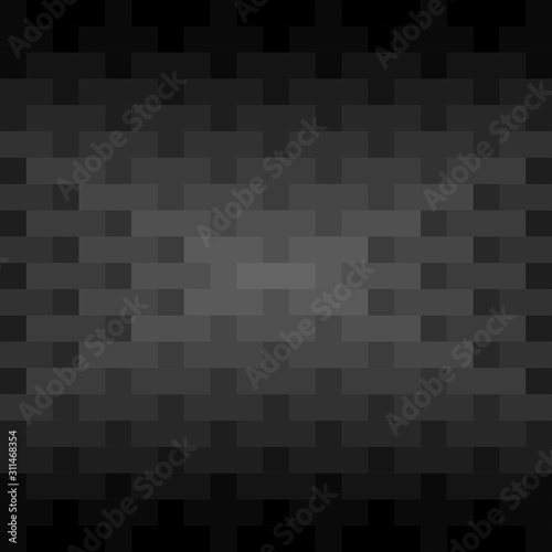 Black rectangles and squares repeat pattern background. Abstract geometric dark background vector.